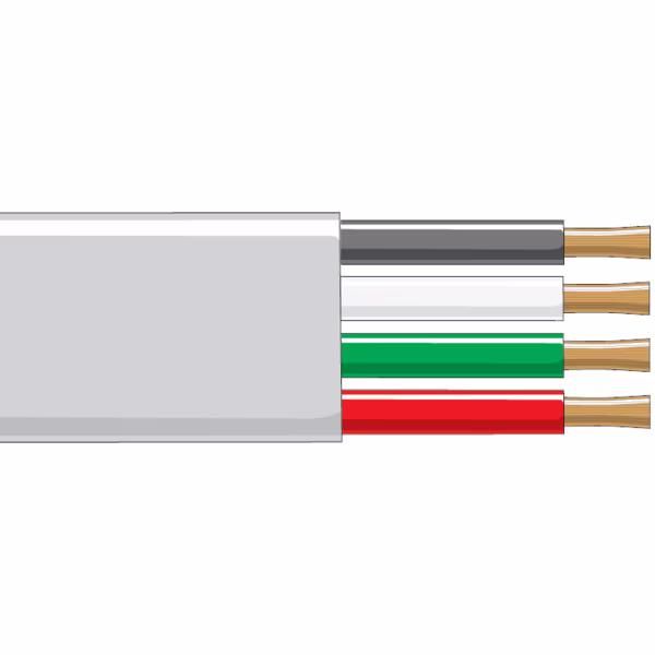 Primary Wire, 14 AWG, Copper, Black/Green/Red/White, PVC Jacket, Stranded